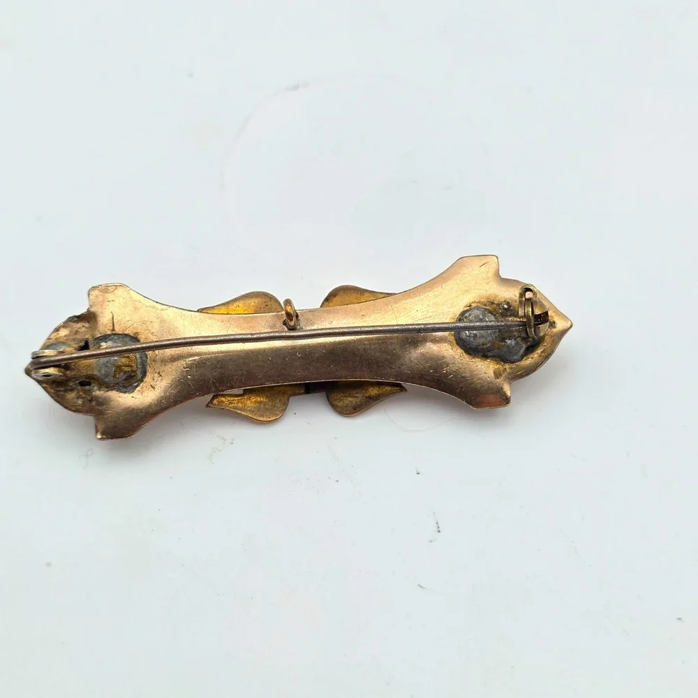 Victorian Gold Filled Taille D' Epargne Black Enamel Antique 2
